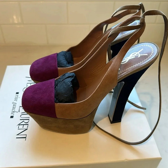 YSL Obsession heels size 36 Suede Multicolor - Picture 3 of 9